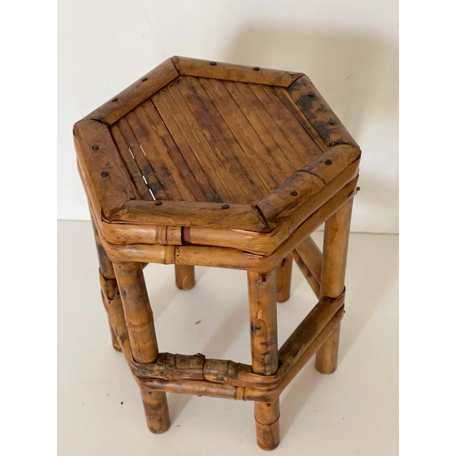 Coastal Mid 20 Th Century Burnt Bamboo Plant Stand For Sale - Image 3 of 3