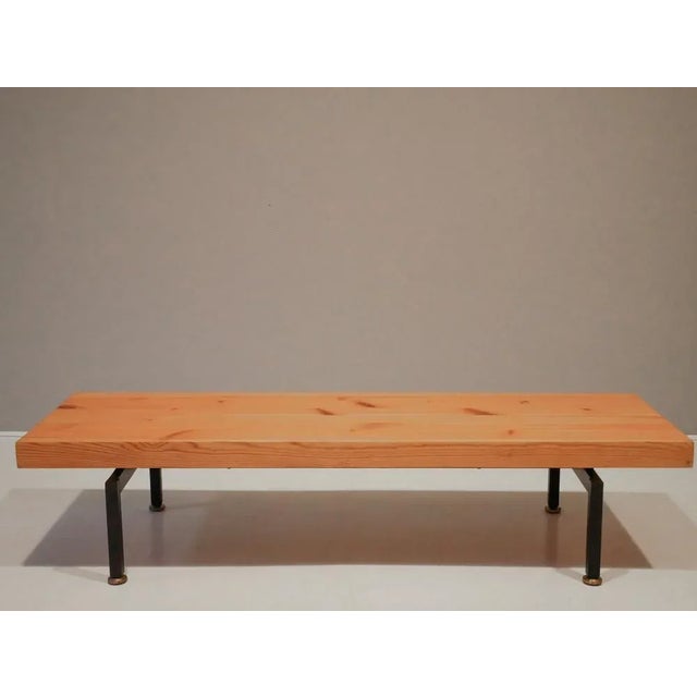 A pair of amazing pine benches / tables with the impression of floating tops.