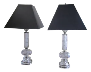 Crystal Table Lamps Style of Lalique, Pair, Circa 1940s, Pair