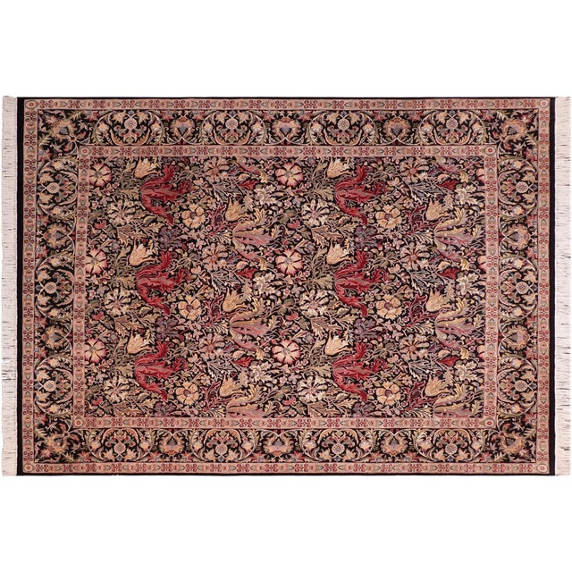 Black Shabby Chic 1990's Gulshan Pak-Persian Black/Red Wool Rug - 8'1'' X 9'10'' For Sale - Image 8 of 9