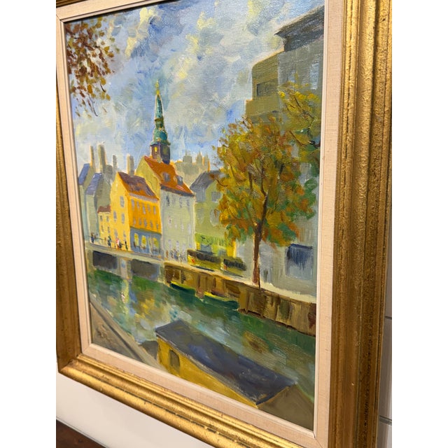 Oil on Canvas of City Scene in Copenhagen For Sale - Image 4 of 9