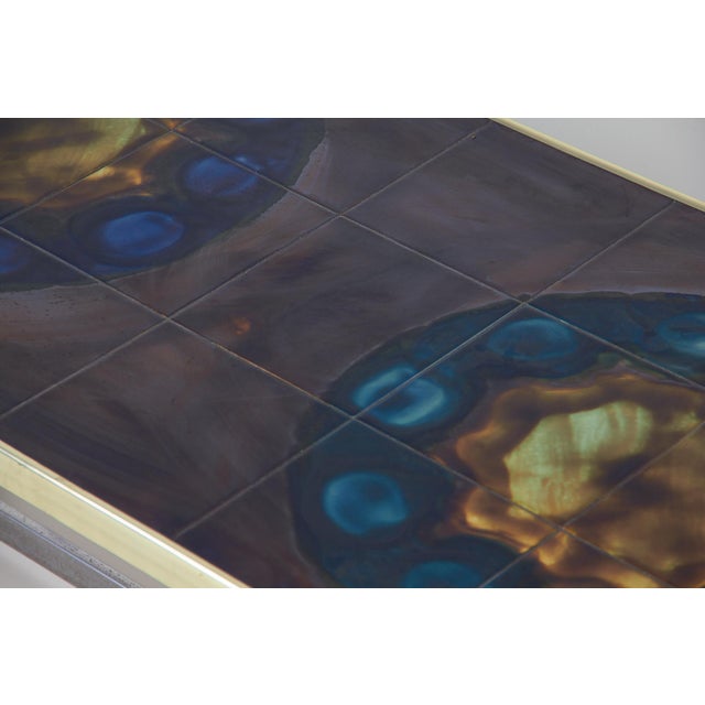 Coffee Table in Chromed Metal and Ceramic by Juliette Belarti, 1970s For Sale - Image 3 of 12