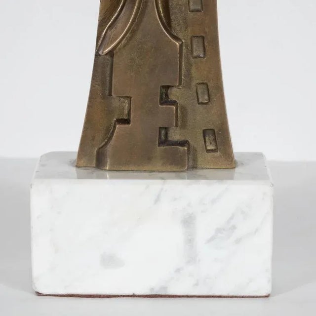 Mid-Century Modern Sculpture in Patinated Bronze and Marble by S. Monachesi For Sale In New York - Image 6 of 10