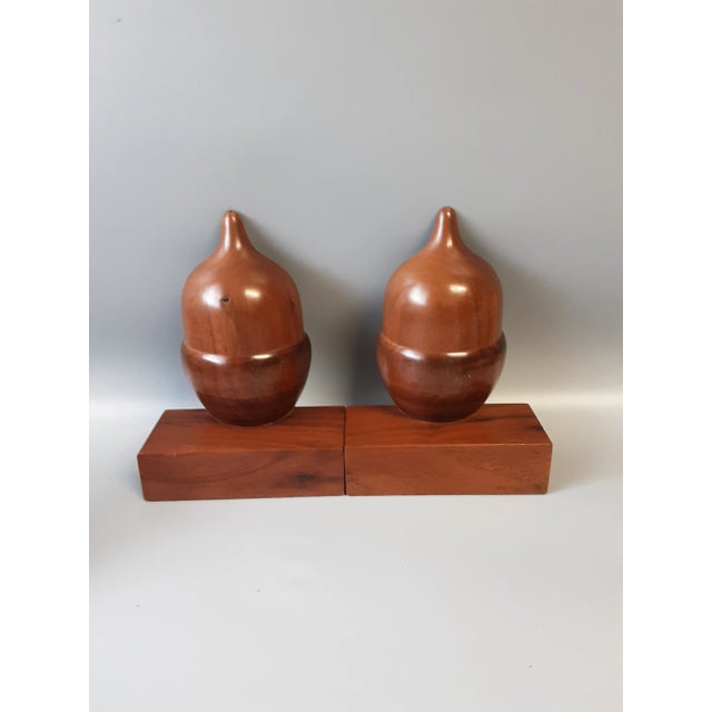 Brown Vintage Hand-Carved Wooden Acorn Bookends- a Pair For Sale - Image 8 of 8