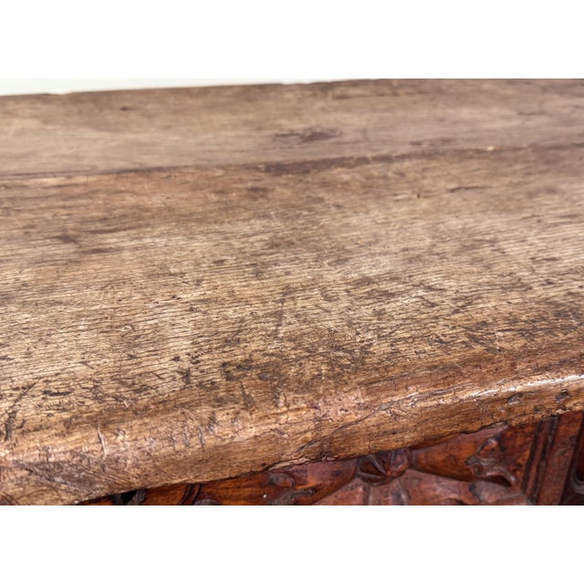 Rare Antique 17th/18th Century European Rustic Oak Hand Carved Refectory Table For Sale - Image 13 of 18