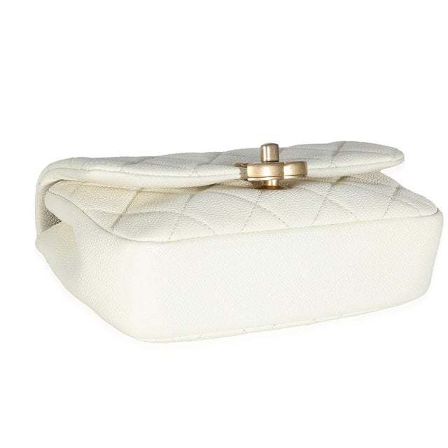 Chanel White Quilted Caviar Chain Melody Waist Belt Bag For Sale - Image 4 of 7
