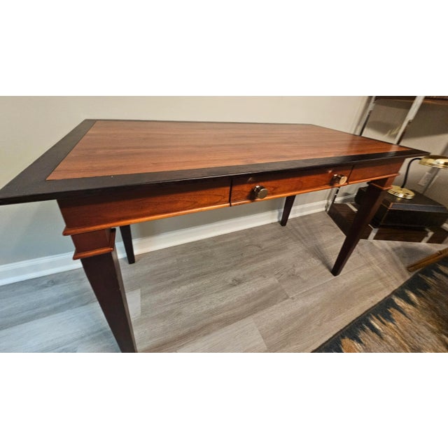 Inlaid Walnut Empire Style Writing Desk or Console Table With a Central Drawer For Sale - Image 9 of 12