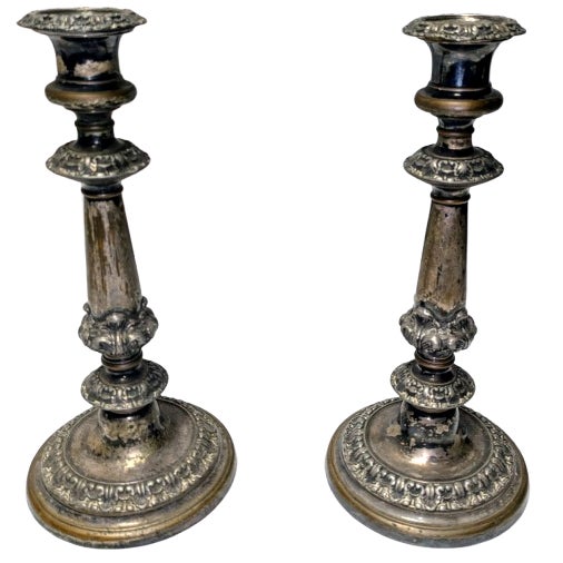 Victorian Pair of Antique Victorian Rococo Revival Silverplate Candlesticks, 12 Inches Tall For Sale - Image 3 of 18