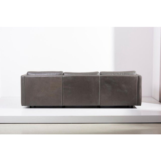 Animal Skin Sofa Set in Grey Leather by Charles Pfister for Knoll, USA, 1970s, Set of 3 For Sale - Image 7 of 18