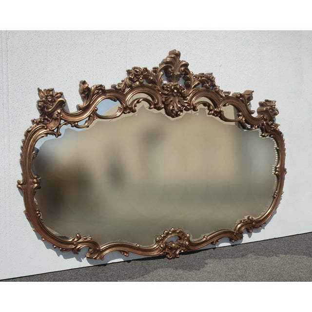 French Vintage Italian French Rococo Louis XVI Gold Ornate Wall Mantle Mirror For Sale - Image 3 of 17