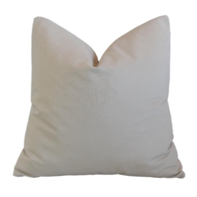 2020s Silvery Gray Charcoal Antelope Print Linen & Velvet Feather/Down Pillow For Sale - Image 5 of 6