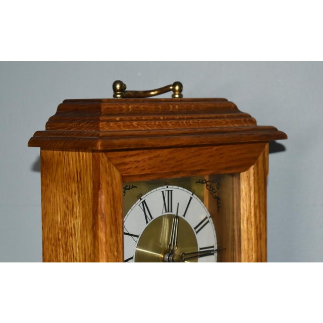 Gemstone Vintage Oak Quartz Carriage/Mantel Clock For Sale - Image 7 of 12