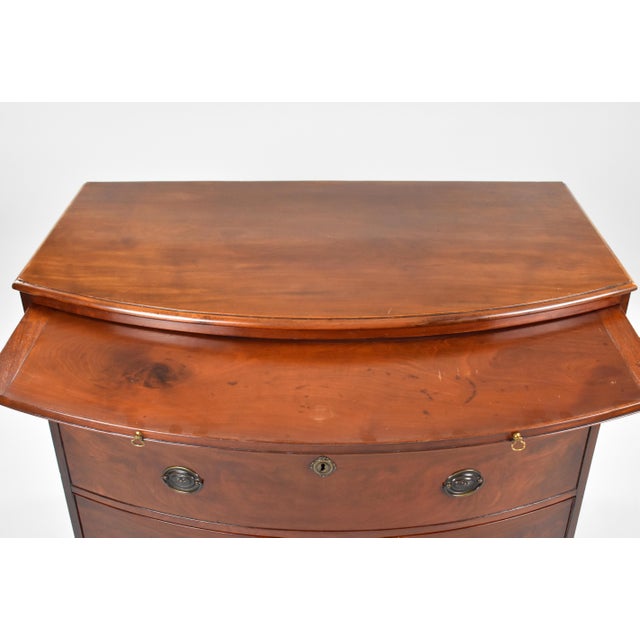 Brown 19th Century English Regency Mahogany Bow Front Chest of Drawers For Sale - Image 8 of 9
