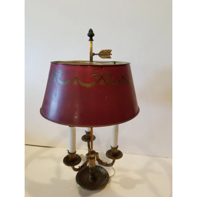 1940s 1940s French Bouillotte Lamp With Red Shade For Sale - Image 5 of 10