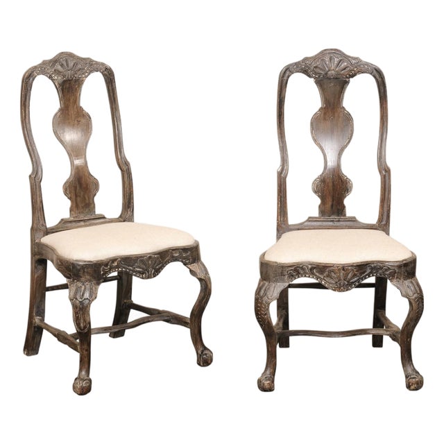 18th C. Pair Swedish Rococo Sidechairs For Sale