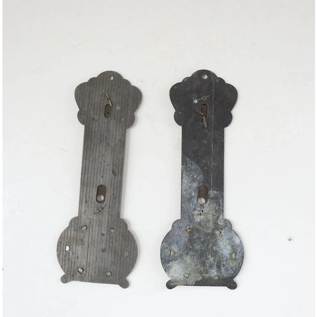 Pair of unusual antique circa 1890's metal thermometer and picture frames. They no longer have the thermometer glass, but...