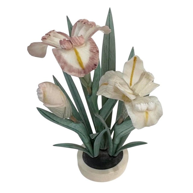 Antique Carved Irises Potted in Vessel For Sale - Image 11 of 12