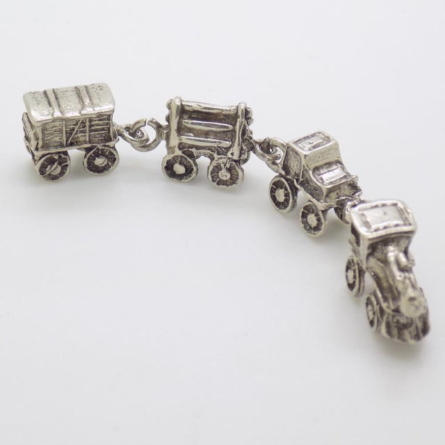 1970s Vintage Italian Handmade Silver Toy Train, 1970s For Sale - Image 5 of 12