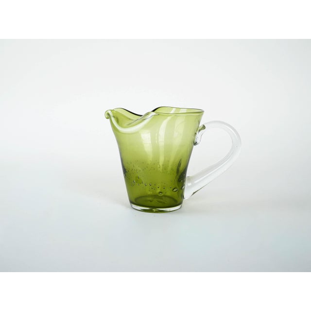 Italian Olive Green Glass Jug, 1960s For Sale - Image 3 of 10