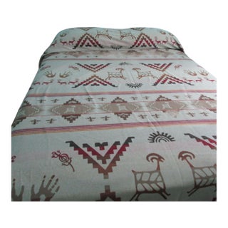 Pendleton Southwest Rock Art Petroglyph Wool Bedspread King Earth Tone Small Holes For Sale