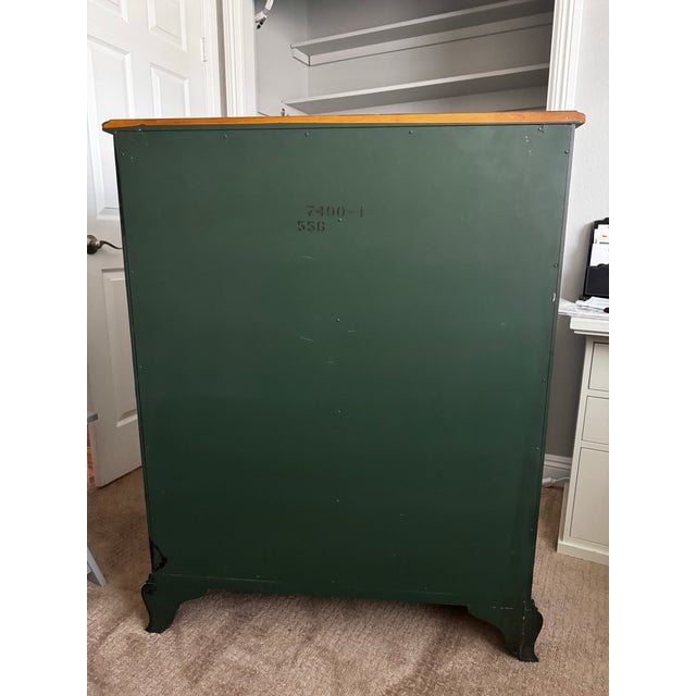 Mid-Century Modern Vintage Drexel Dresser/Chest - Deep Green With Custom Chinoiserie-Inspired Hand-Painted Floral Lacquer Finish For Sale - Image 3 of 10