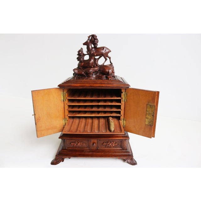 Wood Antique Black Forest Cigar Box in Walnut, 1880 For Sale - Image 7 of 15