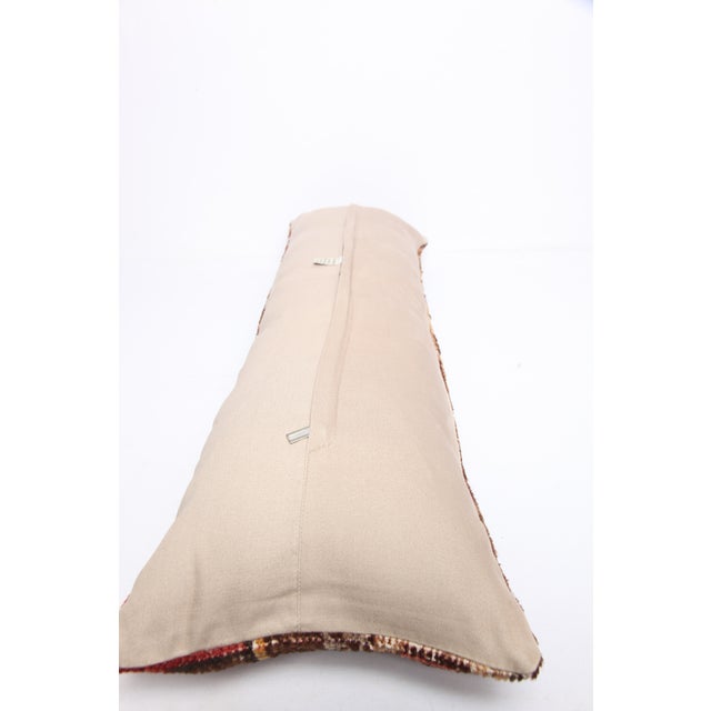 Red Handweaving Vintage Turkish Lumbar Bedding Pillow Cover -12'' X 36'' For Sale - Image 8 of 8