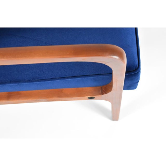 Wood Armchair Model 04-B in Blue Velvet, 1960 For Sale - Image 7 of 14