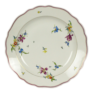 1800's Meissen Porcelain "Deutches Blumen" Flowers Round Platter Charger