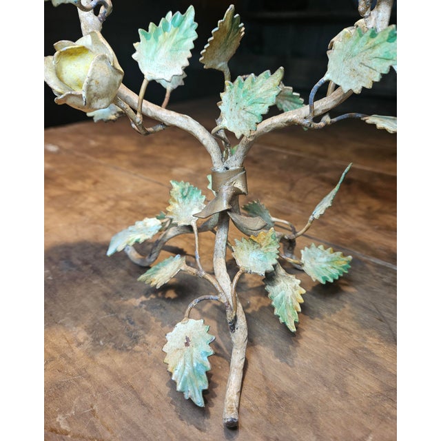 Vintage Italian Toleware Two Arm Candelabra For Sale - Image 9 of 12