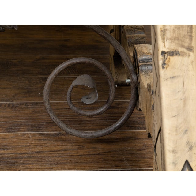 Italian 19th Century Bleached Oak Farm Table with Baroque Style Carved Base For Sale - Image 4 of 12