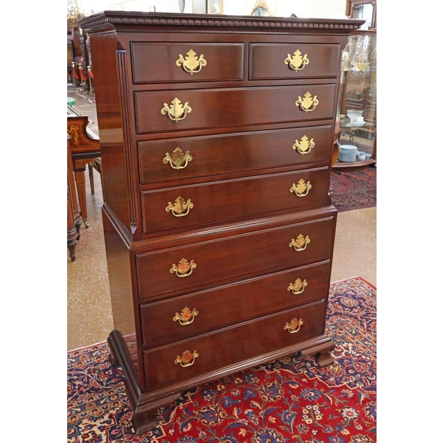 Kindel Furniture 1980s Kindel Furniture Mahogany Dresser Tall Chest High Chest For Sale - Image 4 of 10