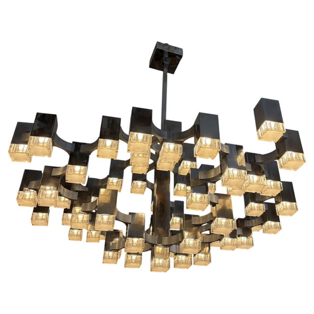 Large Mid-Century Italian Cubic Chandelier by Gaetano Sciolari, 1970 For Sale - Image 17 of 17