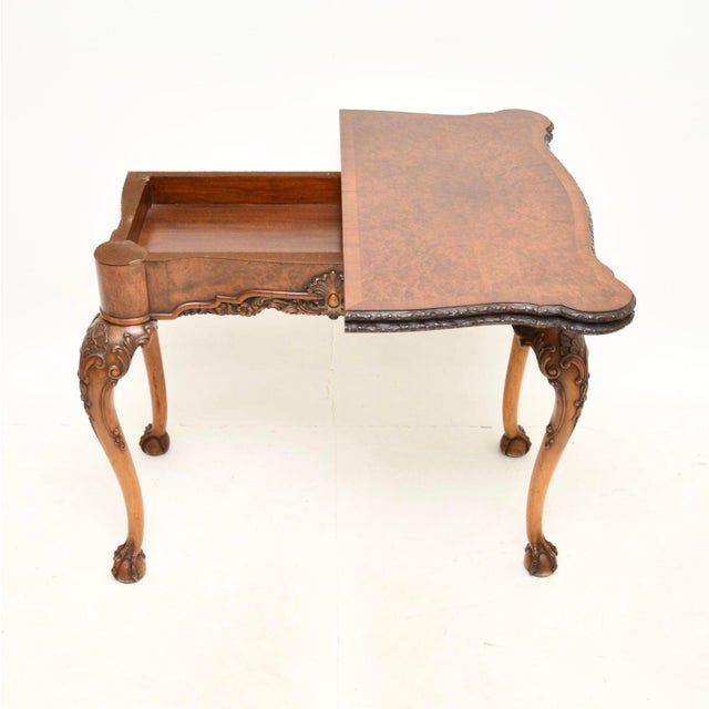 Card Table in Burr Walnut, 1900s For Sale - Image 3 of 11