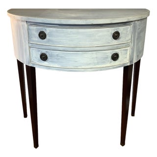 Mahogany Demilune Bow Front Console Table With Drawers For Sale