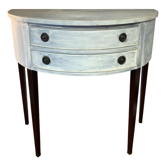 Mahogany Demilune Bow Front Console Table With Drawers For Sale