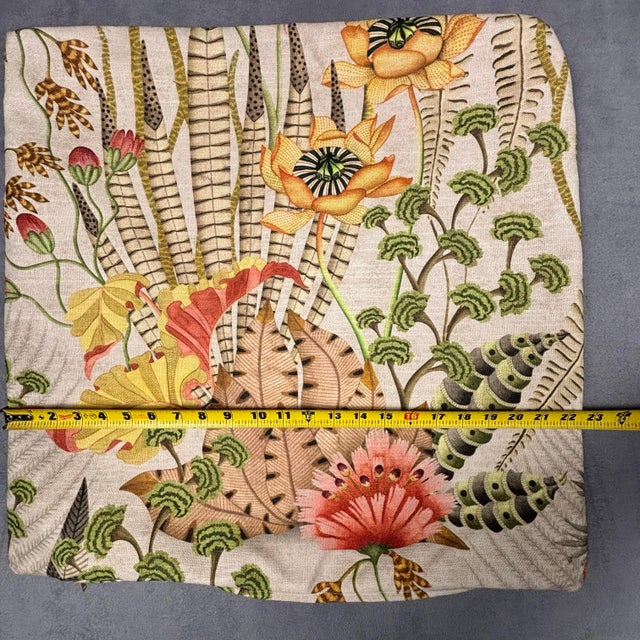 Handmade in the USA, this square pillow cover features a vibrant botanical and floral print with an artistic, eclectic...