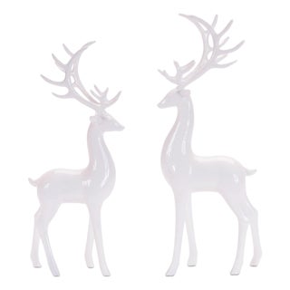 Standing Winter Deer Figurines (Set of 2) For Sale