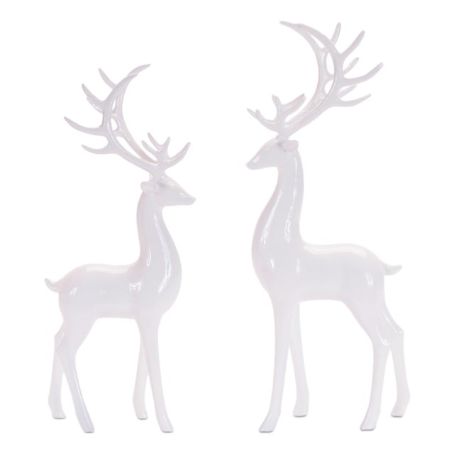 Standing Winter Deer Figurines (Set of 2) For Sale