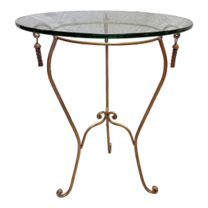 Vintage Italian Hollywood Regency Style Tassel Table With Glass Top