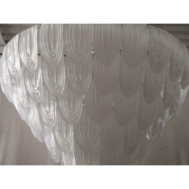 Murano Art Glass Round Transparent, White Color Chandeliers and Pendant For Sale - Image 4 of 10