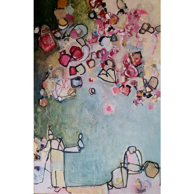 Abstract Un Temoin (A Witness) 2019 Abstract Expressionist Figurative Acrylic and Oil Painting by Contemporary Artist Lynn Christian For Sale - Image 3 of 4