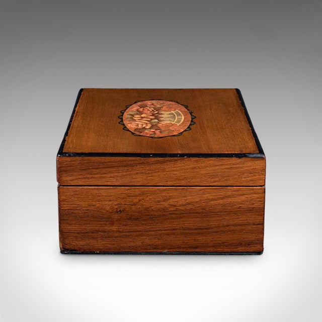 Late 19th Century Antique Sorrentoware Keepsake Box, Italian Walnut Dressing Table Case, Victorian For Sale - Image 5 of 12