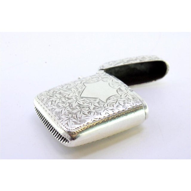 Silver Matchbox with Engraved Plant Motifs and Monogram Card For Sale - Image 4 of 6