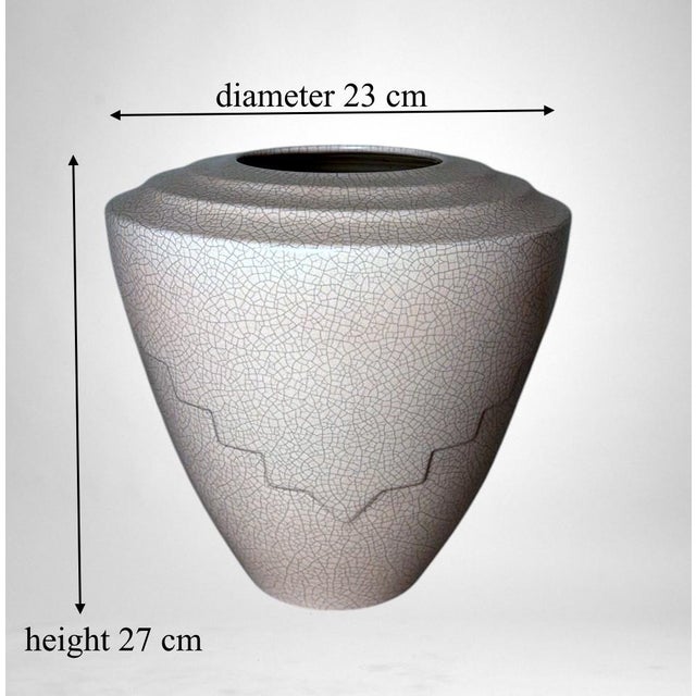 Art Deco French Craquelé White Ceramic Vase For Sale - Image 18 of 18