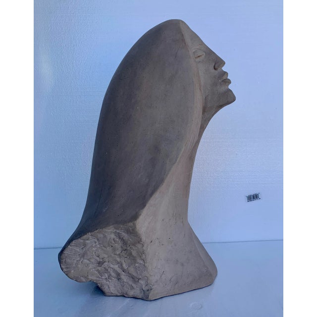 1980s Deco Sandstone Ceramic Abstract Woman Sculpture For Sale - Image 4 of 8