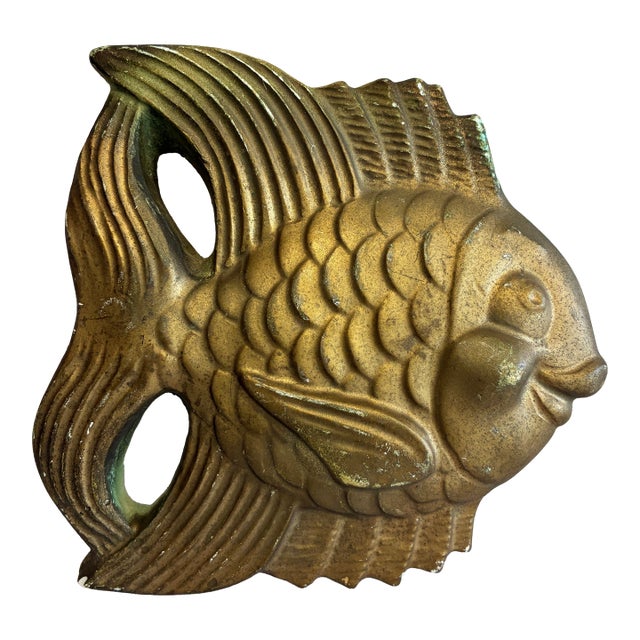 Vintage Gold Painted Fish Wall Decor For Sale