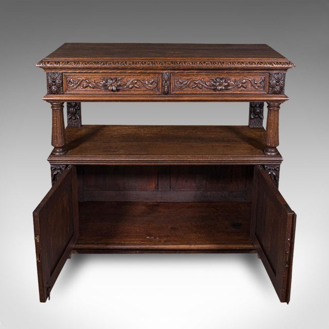 Large Antique Buffet, Scottish, Oak, Server, Sideboard, Gothic Taste, Victorian For Sale - Image 4 of 12