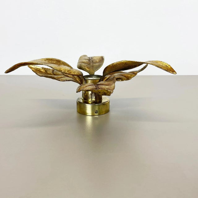 Metal Brutalist Beligan Brass Metal Wall Ceiling Light by Willy Daro Belgium, 1970s For Sale - Image 7 of 14