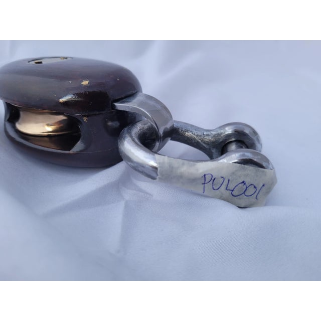 Brass Yacht Pulley of Rosewood and Brass For Sale - Image 8 of 8